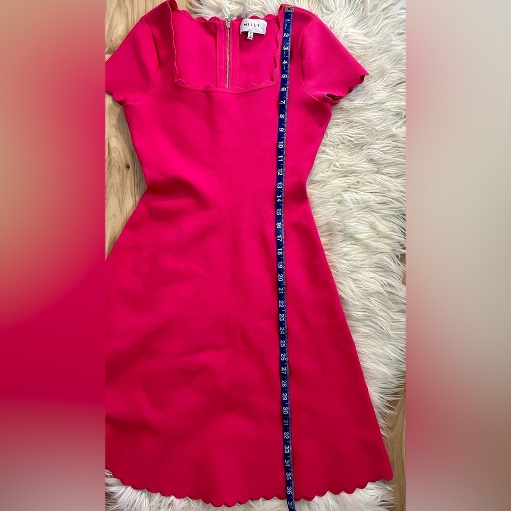 MILLY | Scallop Neck Fit and Flare Dress - Picture 10 of 12